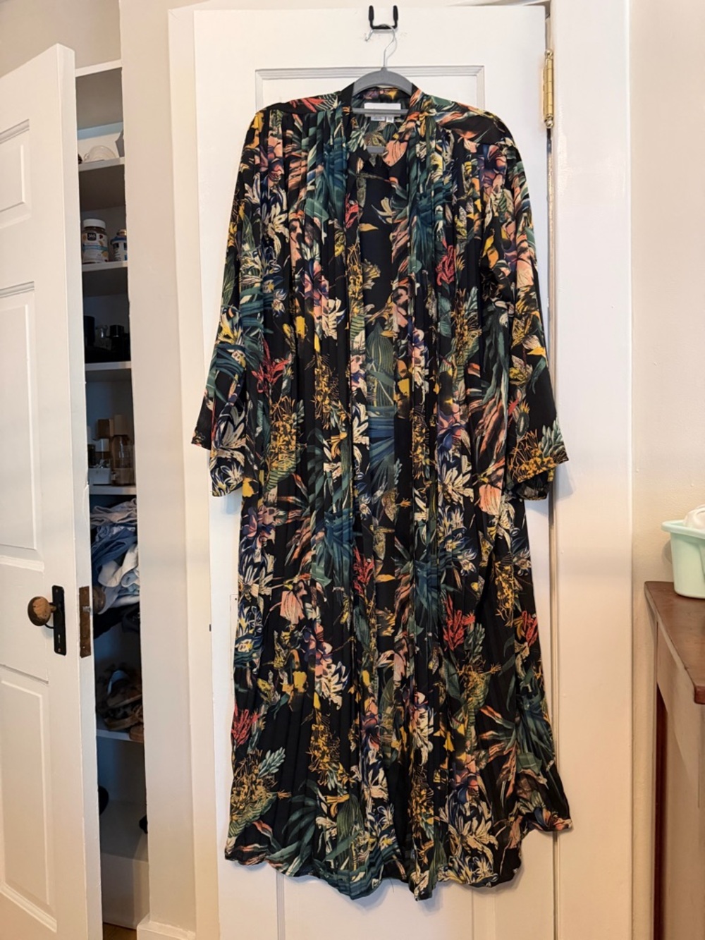 Anthropology tropical floral kimono cape duster NWT